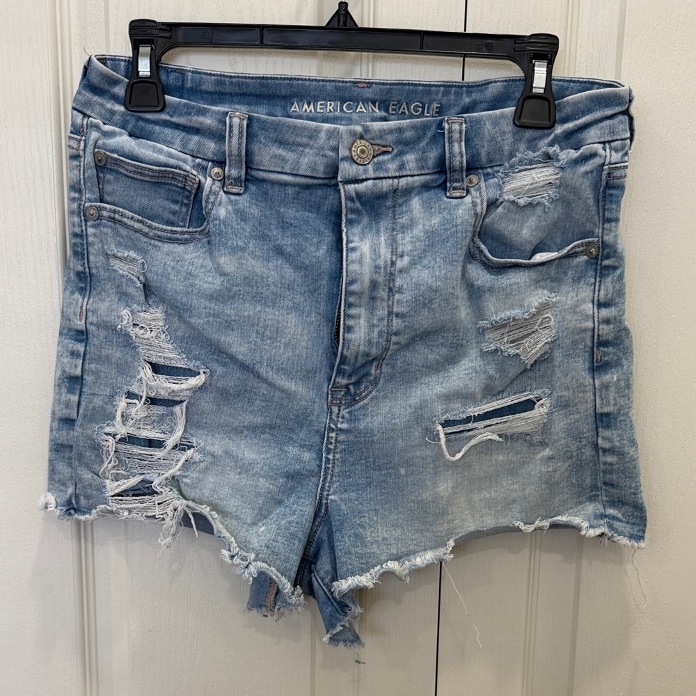 American Eagle Outfitters Light Blue Distressed Denim Shorts